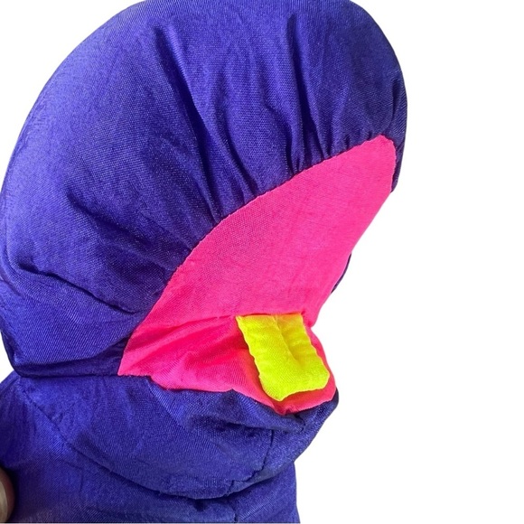 Vintage Fisher-Price Puffalump Dino Roar Plush Nylon Squeaky Toy Neon Bright GUC - Picture 8 of 14